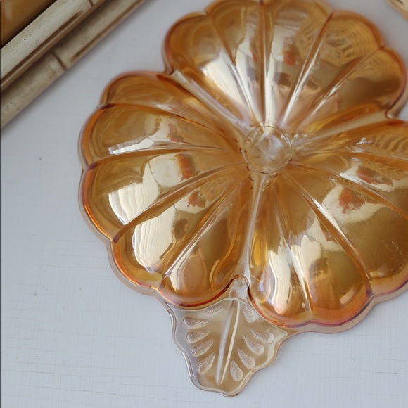 Marigold Carnival Glass Tri-Section Dish - Picture 7 of 11